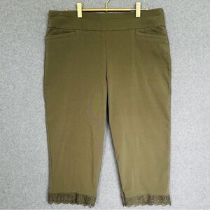 Allison Daley Capri Pull On Woman Pants w/ Pockets 14 Green